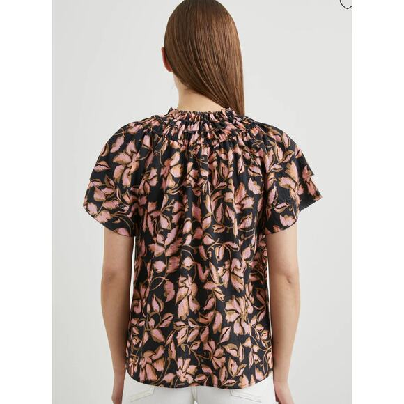 Rails NWT Kamila Jasmine Black Floral Keyhole Blouse XS Lyocell - Picture 6 of 11